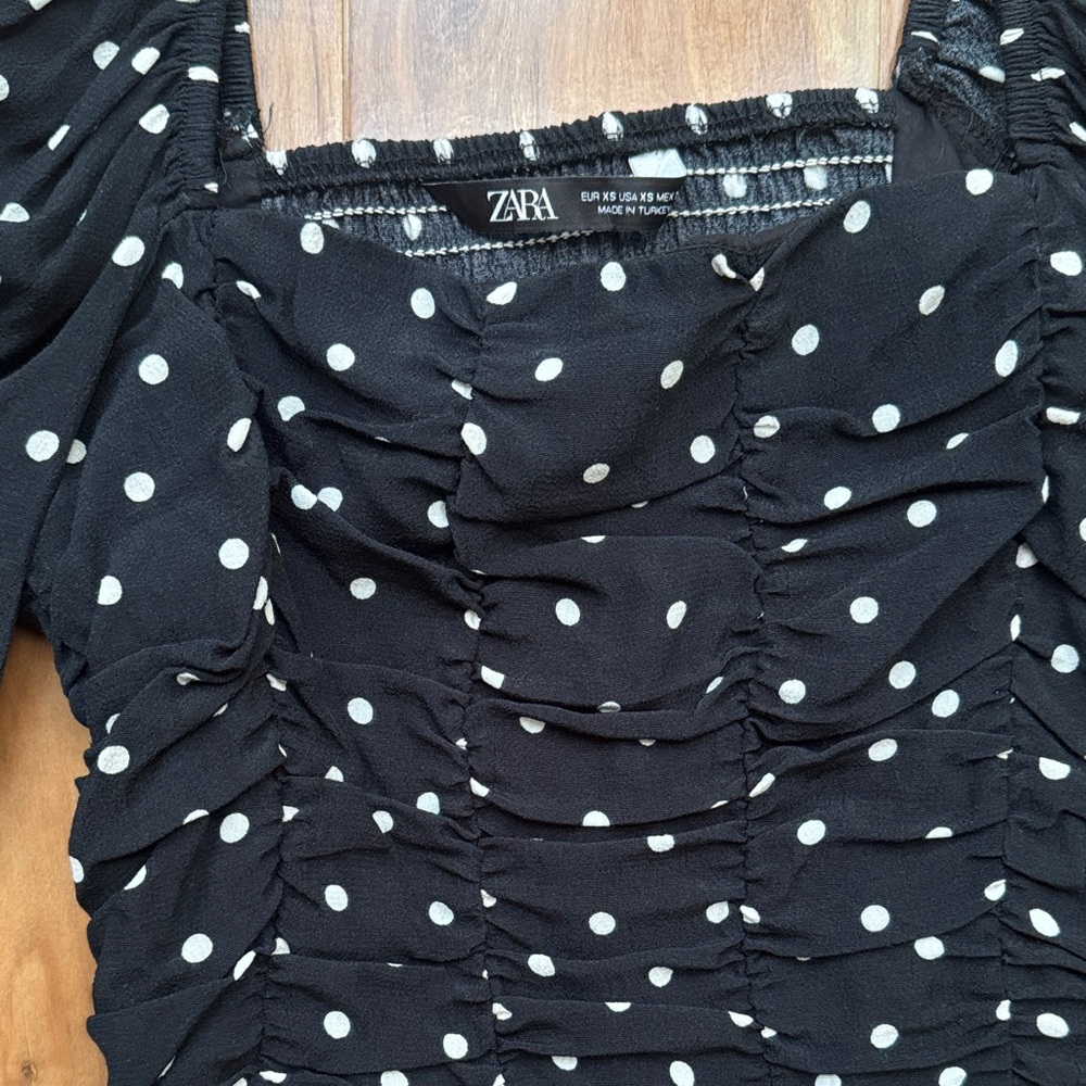 Zara • Black and White Polka Dot Blouse - Picture 2 of 5